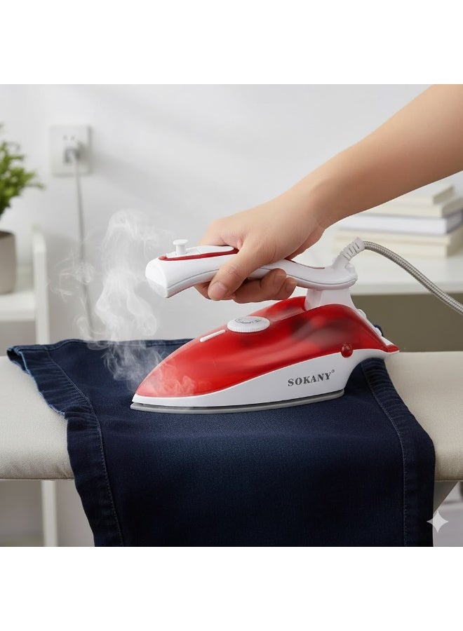 sokany PL-368A Sokany 1000W Foldable Travel Steam Iron, Red - Image 4